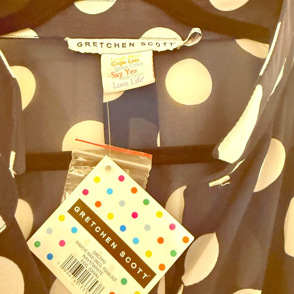 Gretchen Scott Navy and White Polka Dot Shirt